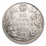 1920-1936 Canada Silver 50 Cents George V Avg Circ
