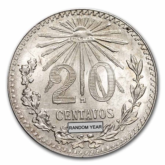 1920-1943 Mexican Silver 20 Centavos AU/BU (ASW .0772 oz) 1920-1943 Mexican Silver 20 Centavos AU/BU (ASW .0772 oz)