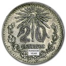 1920-1943 Mexican Silver 20 Centavos Avg Circ (ASW .0772 oz)