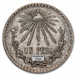 1920-1945 Silver Mexican 1 Peso Cap & Rays Avg Circ