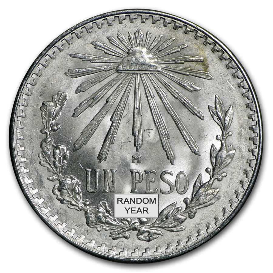 1920-1945 Silver Mexican 1 Peso Cap & Rays BU