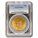 1920 $20 Saint-Gaudens Gold Double Eagle MS-62 PCGS