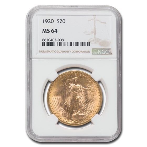 1920 $20 Saint-Gaudens Gold Double Eagle MS-64 NGC