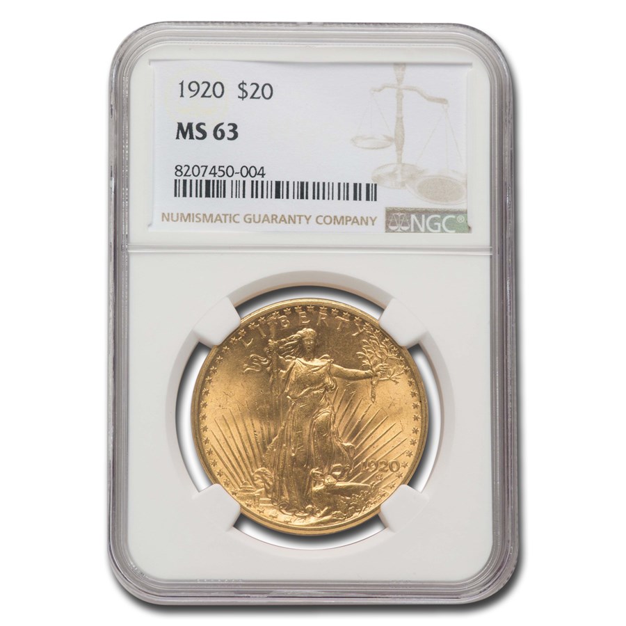 1920 $20 St Gaudens Gold Double Eagle MS-63 NGC
