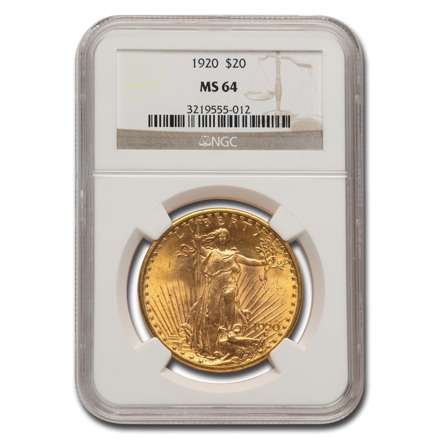 1920 $20 St Gaudens Gold Double Eagle MS-64 NGC