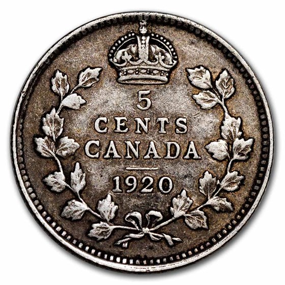 1920 Canada Silver 5 Cents George V Avg Circ 1920 Canada Silver 5 Cents George V Avg Circ