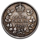 1920 Canada Silver 5 Cents George V Avg Circ