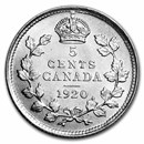 1920 Canada Silver 5 Cents George V BU