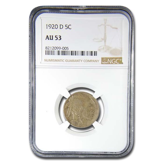 1920-D Buffalo Nickel AU-53 NGC 1920-D Buffalo Nickel AU-53 NGC