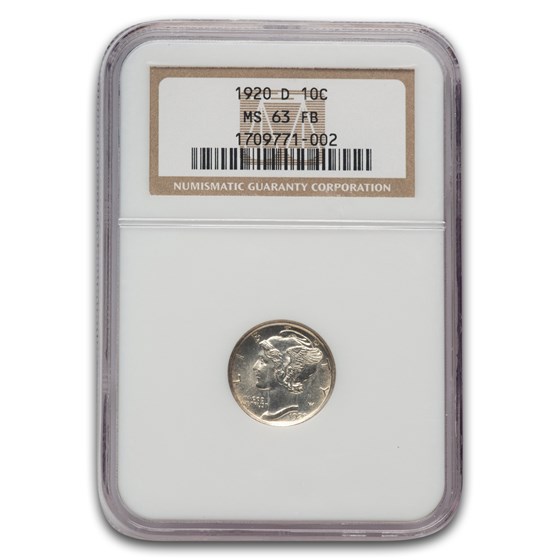 1920-D Mercury Dime MS-63 NGC (FB)