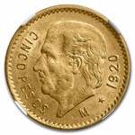 1920-M Mexico Gold 5 Pesos AU-58 NGC