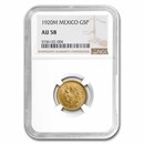 1920-M Mexico Gold 5 Pesos AU-58 NGC