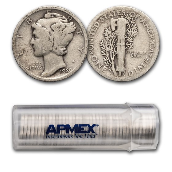 1920 Mercury Dime 50-Coin Roll Avg Circ 1920 Mercury Dime 50-Coin Roll Avg Circ