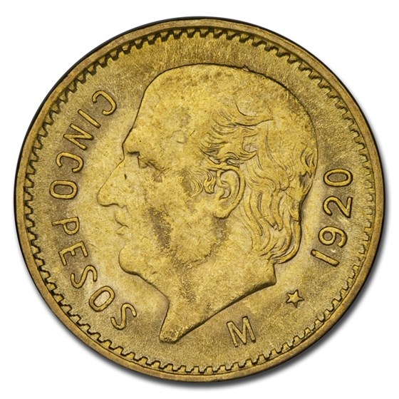 1920 Mexico Gold 5 Pesos BU 1920 Mexico Gold 5 Pesos BU