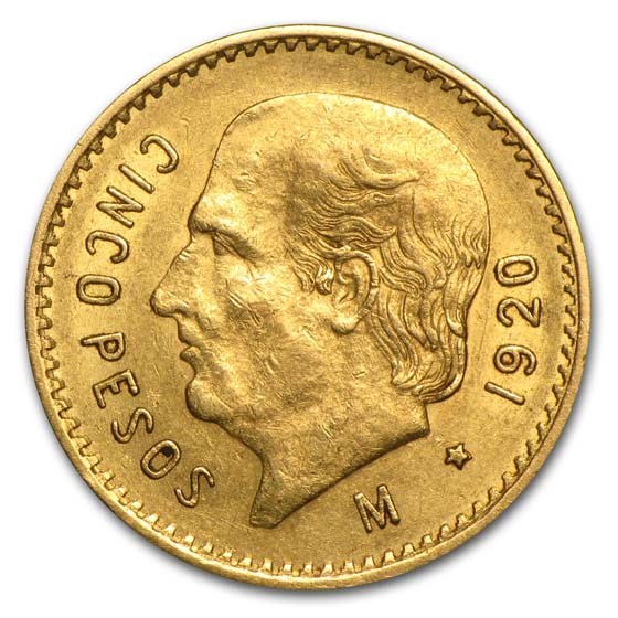 1920 Mexico Gold 5 Pesos XF 1920 Mexico Gold 5 Pesos XF