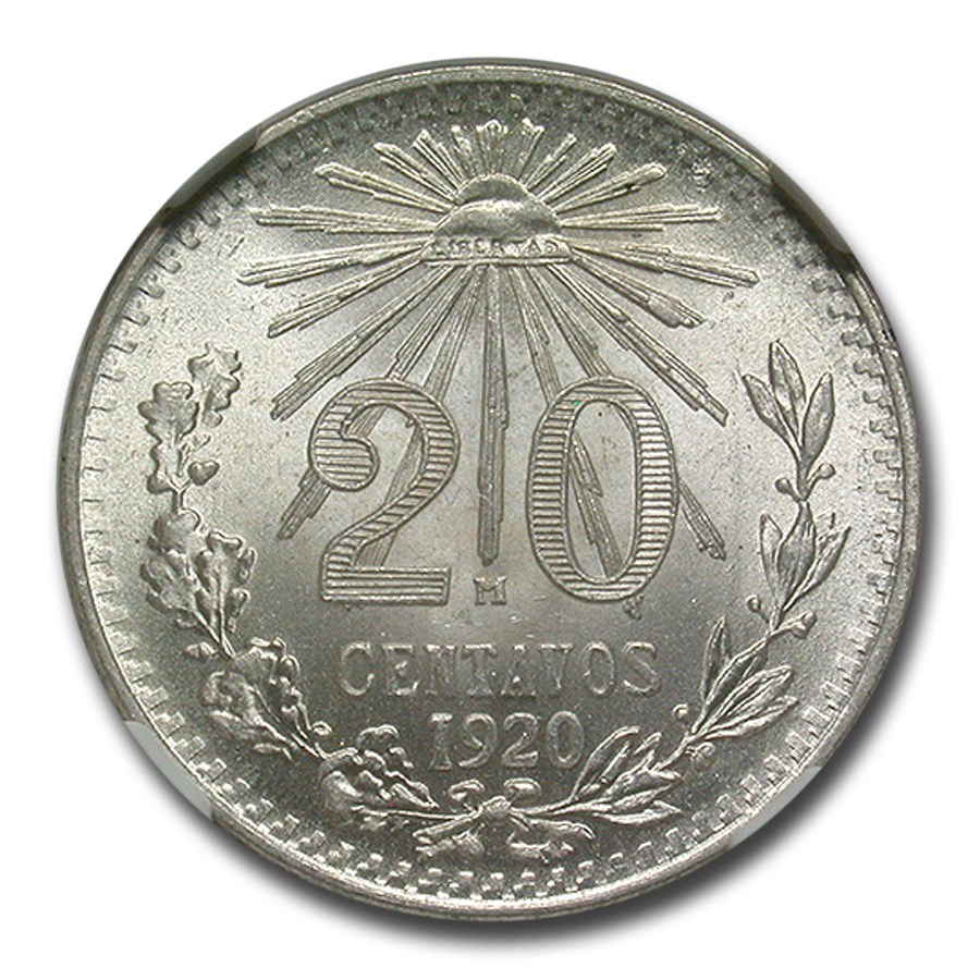 1920 Mexico Silver 20 Centavos MS-67 NGC