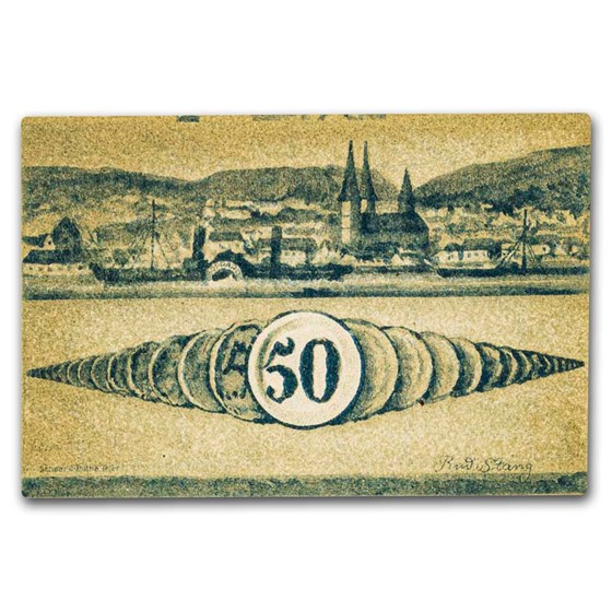 1920 Notgeld Boppard 50 Pfennig CU (Lt Green/Blue) 1920 Notgeld Boppard 50 Pfennig CU (Lt Green/Blue)