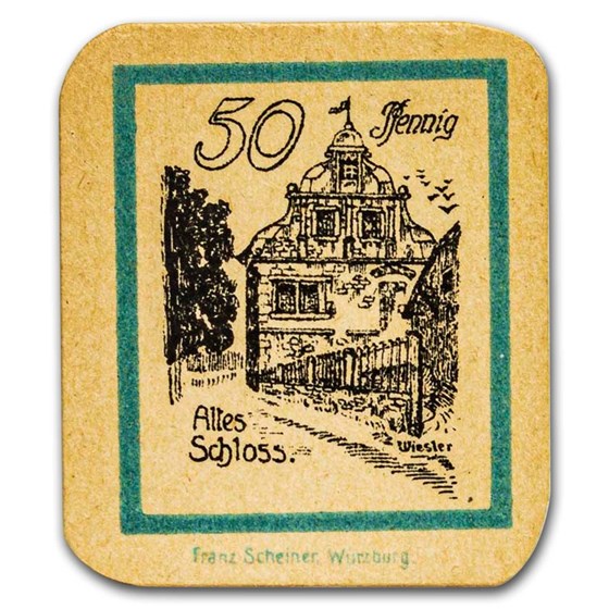 (1920) Notgeld Trappstadt 50 Pfennig CU (Manilla/Lt Blue) (1920) Notgeld Trappstadt 50 Pfennig CU (Manilla/Lt Blue)