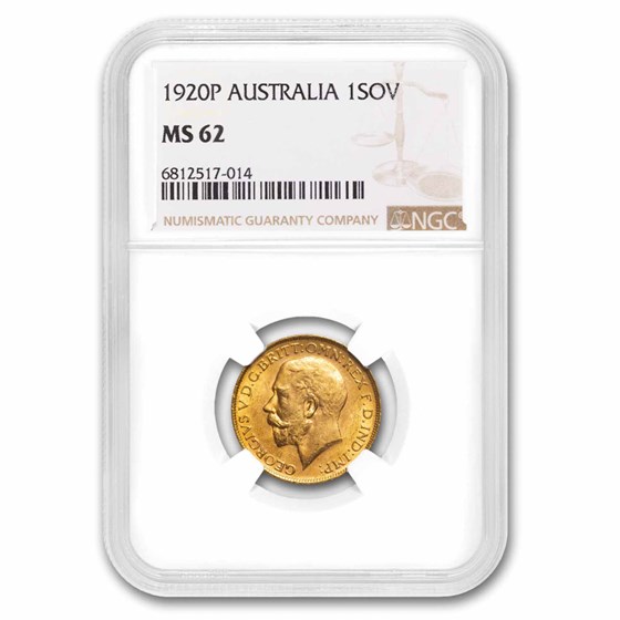 1920-P Australia Gold Sovereign George V MS-62 NGC 1920-P Australia Gold Sovereign George V MS-62 NGC