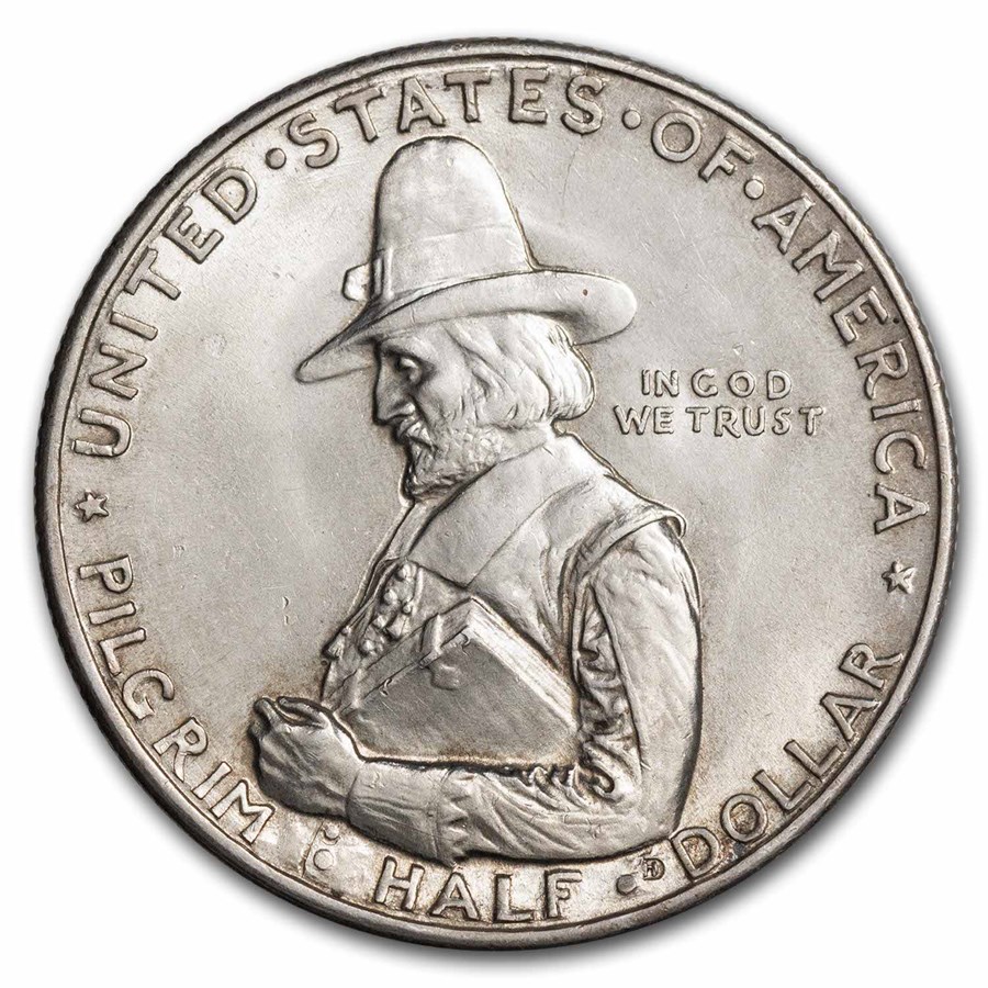 1920 Pilgrim Tercentenary Half BU (Die Break)