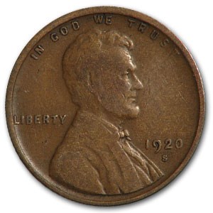 1920-S Lincoln Cent Good/Very Fine 1920-S Lincoln Cent Good/Very Fine