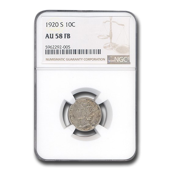 1920-S Mercury Dime AU-58 NGC (FB) 1920-S Mercury Dime AU-58 NGC (FB)