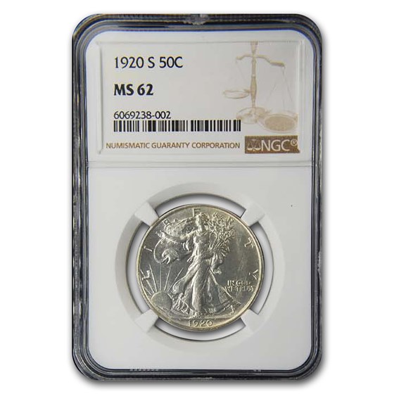 1920-S Walking Liberty Half Dollar MS-62 NGC 1920-S Walking Liberty Half Dollar MS-62 NGC