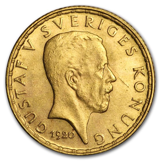 Buy 1920 Sweden Gold 5 Kronor Gustaf V AU APMEX