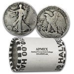 1920 Walking Liberty Halves 20-Coin Roll Avg Circ