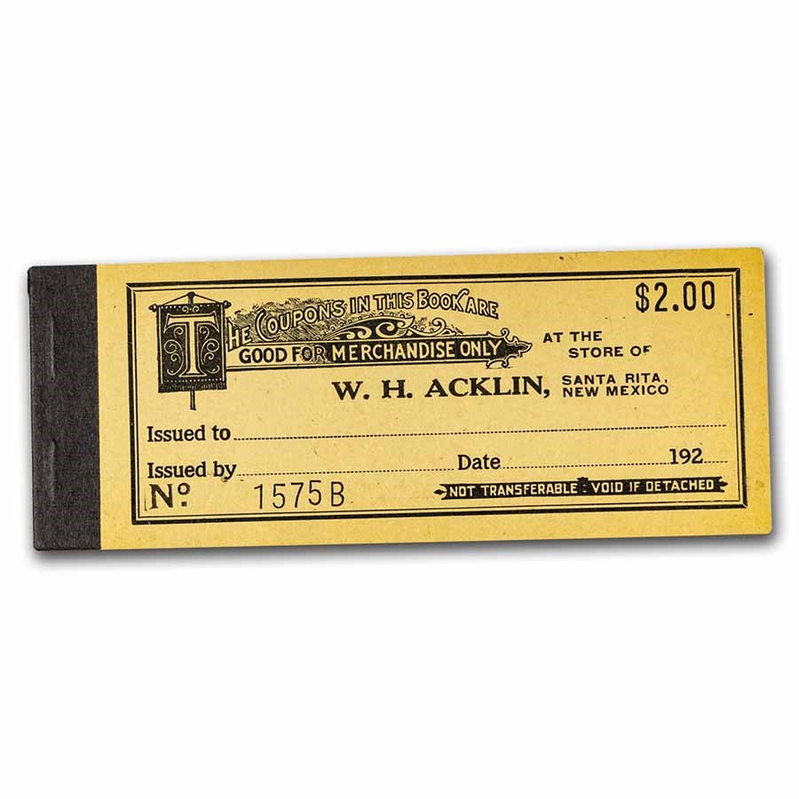 1920s W.H. Acklin Santa Rita, New Mexico $2 Coupon Booklet CU