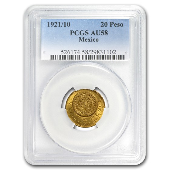 1921/10 Mexico Gold 20 Pesos AU-58 PCGS 1921/10 Mexico Gold 20 Pesos AU-58 PCGS