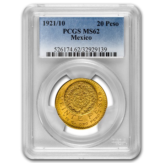 1921/10 Mexico Gold 20 Pesos MS-62 PCGS 1921/10 Mexico Gold 20 Pesos MS-62 PCGS