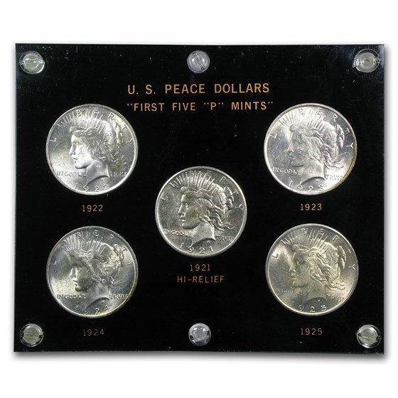 1921-1925 First Five P-Mints Peace Dollar Set BU 1921-1925 First Five P-Mints Peace Dollar Set BU
