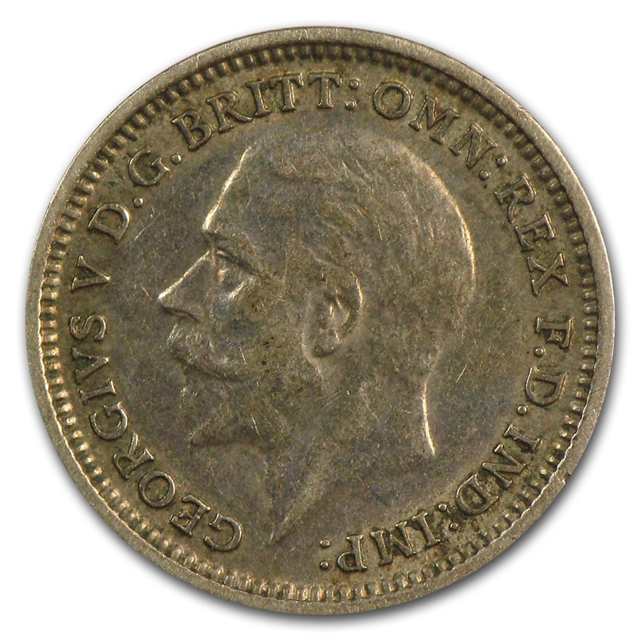 1921-1926 Great Britain Silver 3 Pence George V Avg Circ