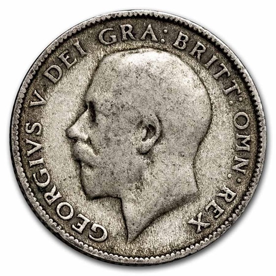 1921-1927 Great Britain Silver 6 Pence George V Avg Circ 1921-1927 Great Britain Silver 6 Pence George V Avg Circ