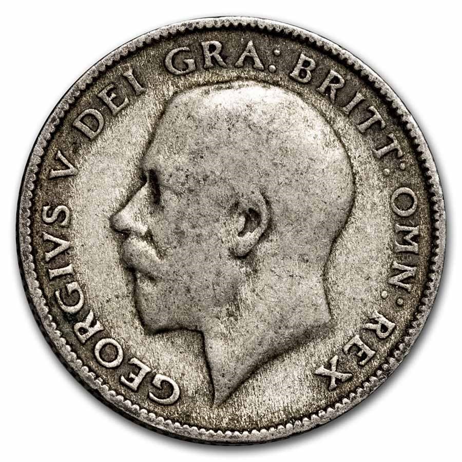 1921-1927 Great Britain Silver 6 Pence George V Avg Circ