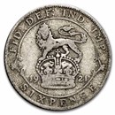 1921-1927 Great Britain Silver 6 Pence George V Avg Circ