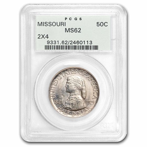 1921 2*4 Missouri Centennial Half Dollar MS-62 PCGS 1921 2*4 Missouri Centennial Half Dollar MS-62 PCGS