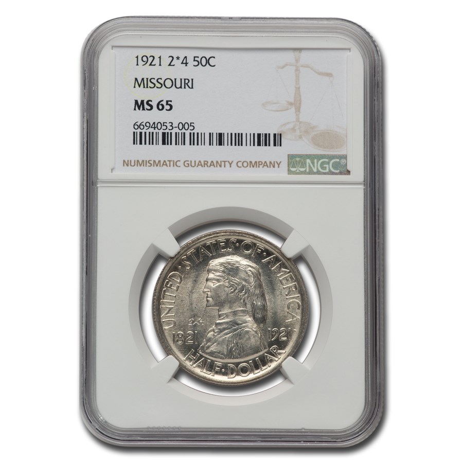 1921 2*4 Missouri Centennial Half Dollar MS-65 NGC