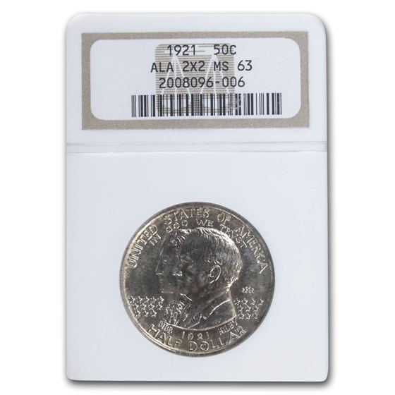 1921 2X2 Alabama Centennial Half Dollar MS-63 NGC 1921 2X2 Alabama Centennial Half Dollar MS-63 NGC