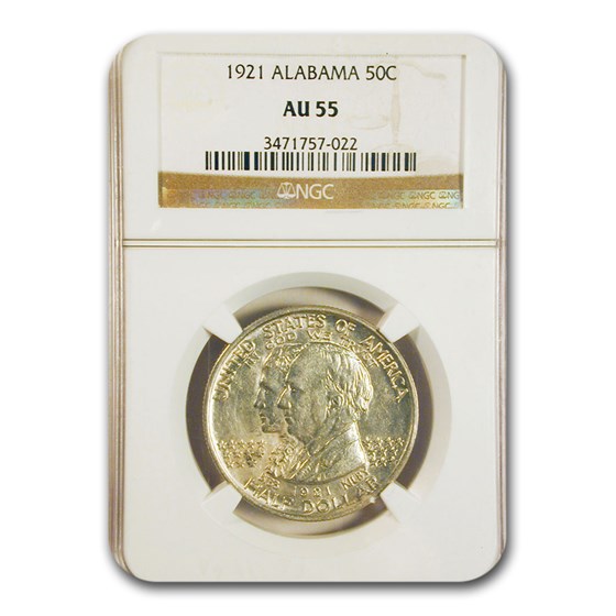 1921 Alabama Centennial Commemorative Half Dollar AU-55 NGC 1921 Alabama Centennial Commemorative Half Dollar AU-55 NGC