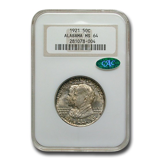 1921 Alabama Centennial Commemorative Half Dollar MS-64 NGC CAC 1921 Alabama Centennial Commemorative Half Dollar MS-64 NGC CAC