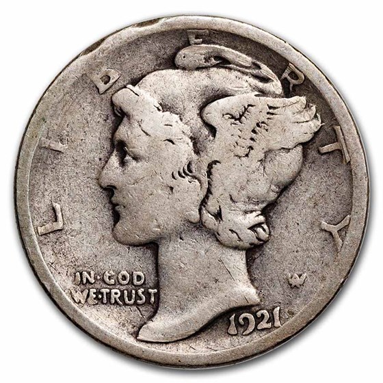 1921-D Mercury Dime Good Details 1921-D Mercury Dime Good Details