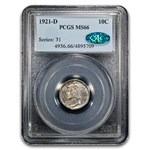 1921-D Mercury Dime MS-66 PCGS CAC