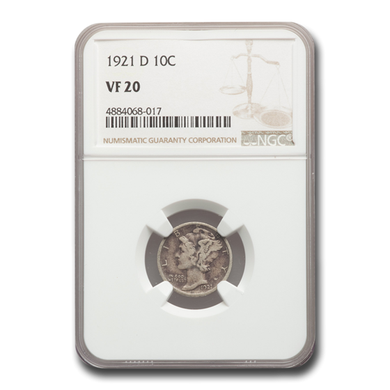 1921-D Mercury Dime VF-20 NGC 1921-D Mercury Dime VF-20 NGC
