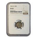1921-D Mercury Dime VF-25 NGC