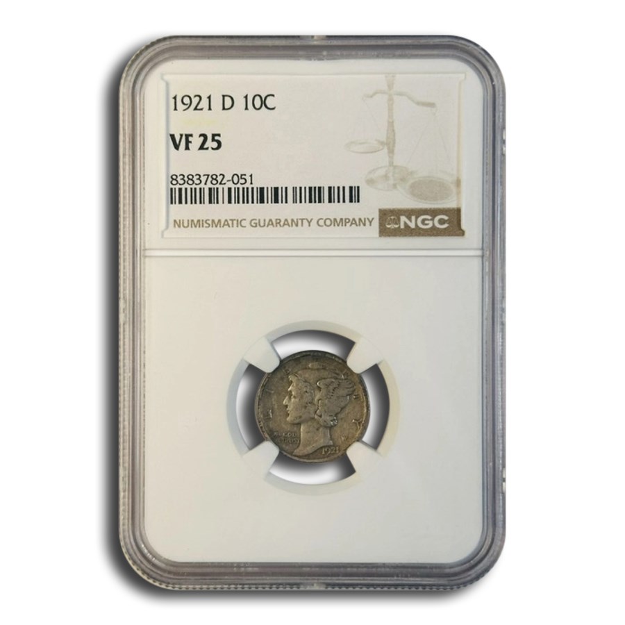 1921-D Mercury Dime VF-25 NGC