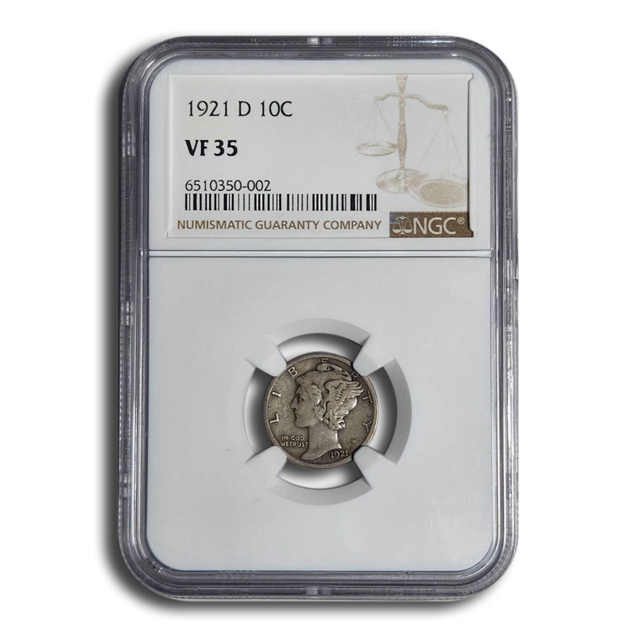 1921-D Mercury Dime VF-35 NGC