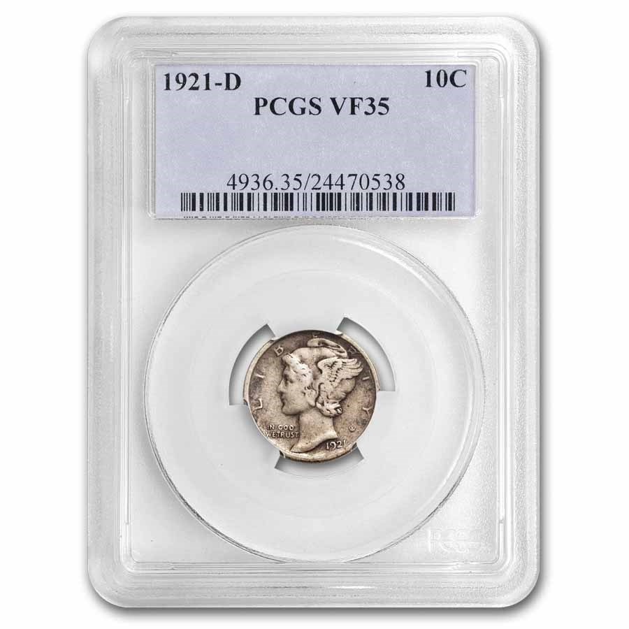 1921-D Mercury Dime VF-35 PCGS