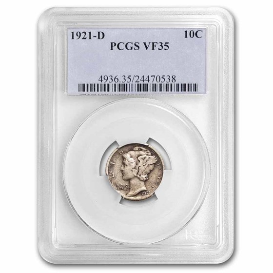 1921-D Mercury Dime VF-35 PCGS 1921-D Mercury Dime VF-35 PCGS